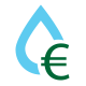 Icone goutte avec symbole euro optimiser irrigation