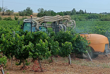 Pulverisateur dans vignes