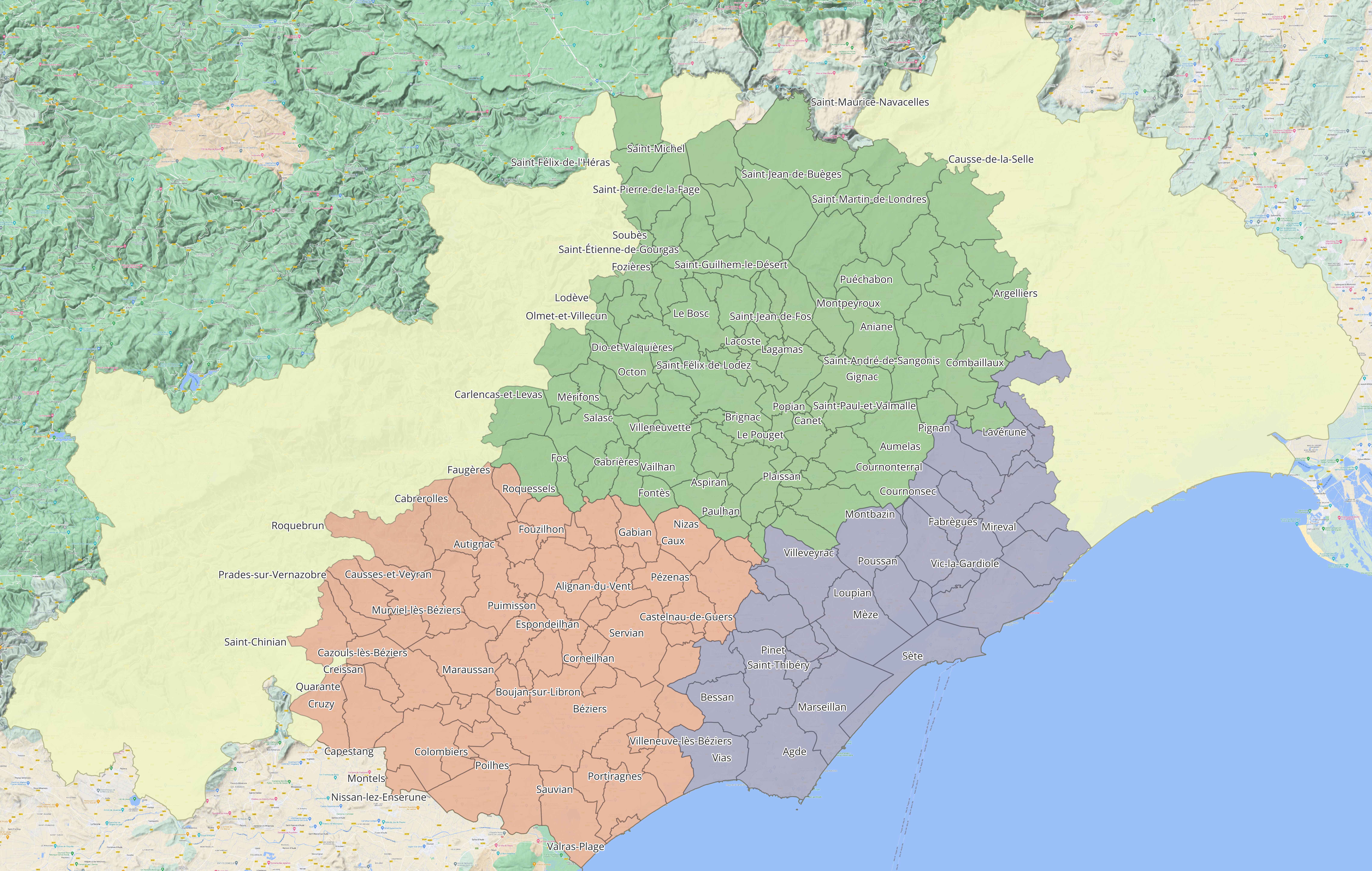 Carte des secteurs carburants MAGNE VALETTE